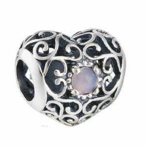 Sterling Silver Pandora Heart Birthstone Charm - October Opal